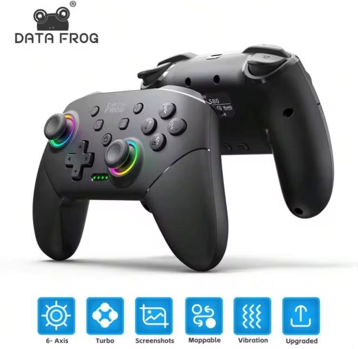 DATA FROG Wireless Controller, Compatible With Switch OLED/Lite Console, Professional Gamepad With 1000mAh Built-In Battery, Programmable Rapid Fire Function