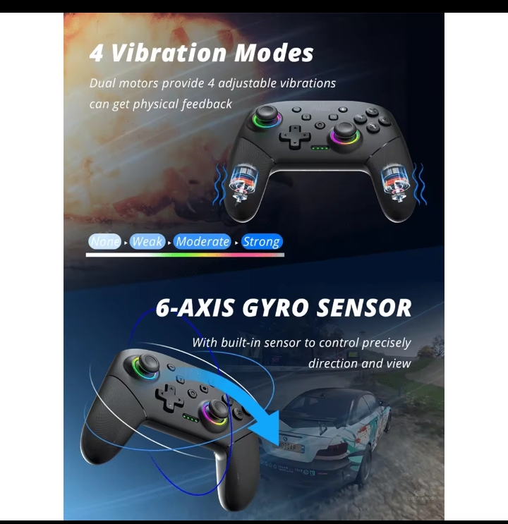 DATA FROG Wireless Controller, Compatible With Switch OLED/Lite Console, Professional Gamepad With 1000mAh Built-In Battery, Programmable Rapid Fire Function 2