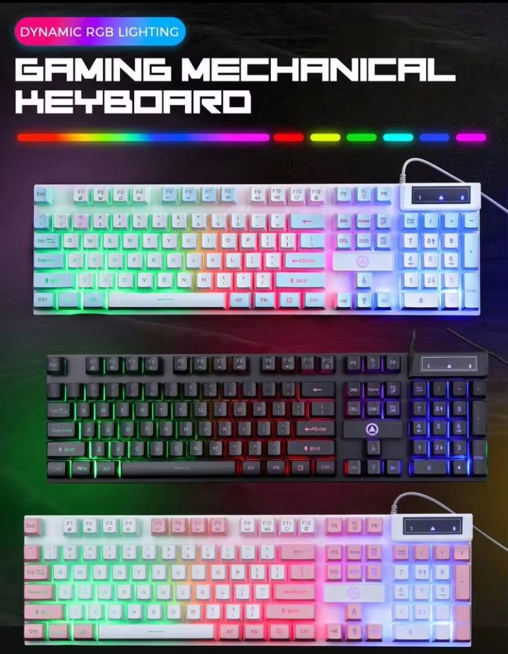 EIGIIS 104-Key Wired LED Backlit Gaming Keyboard with Mechanical Feel for PC, Laptop & Desktop Computers 2
