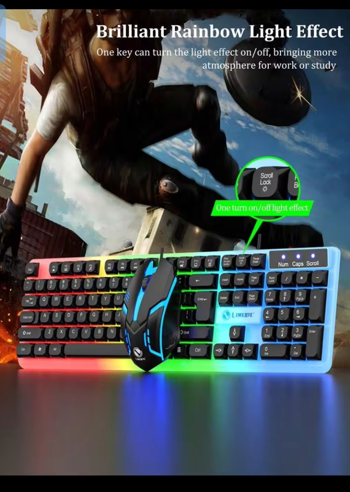 LIMEIDE GTX350 Wired RGB Gaming Keyboard & Mouse Combo Set, White LED Backlit Keyboard with Colorful Light-Up Mouse for PC, Office & Gaming 2