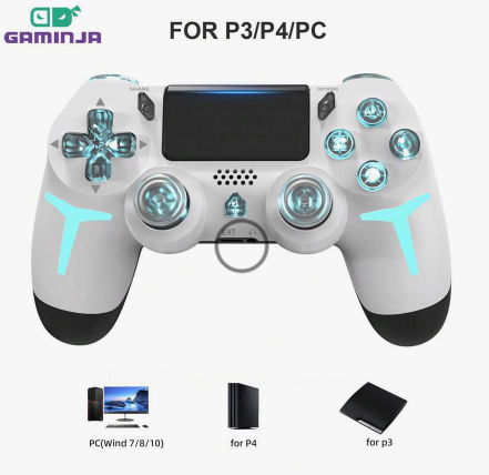 GAMINJA P412 Wireless Gaming Controller for PS4, PS4 Slim, PS4 Pro & PC – RGB LED Lighting, Multi-Mode Effects, Rechargeable Bluetooth Gamepad