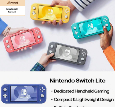 Nintendo Switch Lite Handheld Gaming Console – Compact & Lightweight Portable Game System with 5.5-Inch LCD Display for Gaming Anywhere