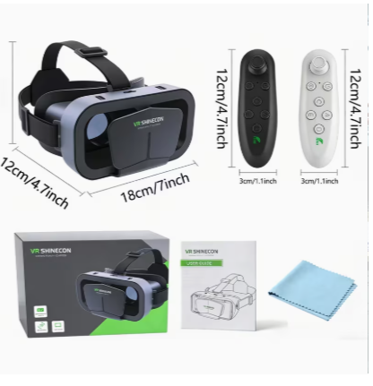 Portable 3D VR Headset for Smartphones – Virtual Reality Glasses with 360° Viewing, Adjustable Headband, Optional Game Controller, Home Theater & Mobile Gaming