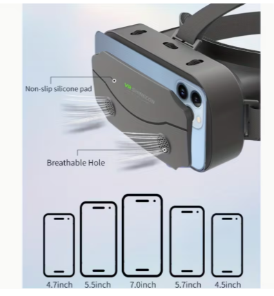 Shinecon 3D VR Headset for iPhone & Android – HD Virtual Reality Glasses with Anti-Blue Light Lenses, Portable Smartphone VR Goggles for Movies & Gaming