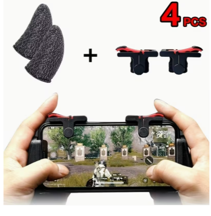 4PCS Mobile Gaming Accessory Set – Touchscreen Finger Sleeves & Left/Right Trigger Buttons for Smartphone Shooter Games