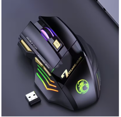 ELFO LARANJA Rechargeable Wireless Gaming Mouse – RGB Backlit Ergonomic Silent Optical Mouse for PC & Laptop, Compatible with Windows Systems