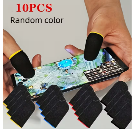 10PCS Mobile Gaming Finger Sleeves – Breathable Touchscreen Finger Covers, Sweat-Resistant, Quick-Dry Gaming Gloves for Precise Control (Random Colors)