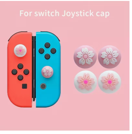 Joy-Con Thumb Grip Caps for Nintendo Switch OLED & Switch Lite – 6-Button Sakura Cherry Blossom Silicone Joystick Covers, Non-Slip Protective Grip Set