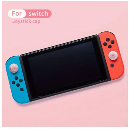 Joy-Con Thumb Grip Caps for Nintendo Switch OLED & Switch Lite – 6-Button Sakura Cherry Blossom Silicone Joystick Covers, Non-Slip Protective Grip Set 2