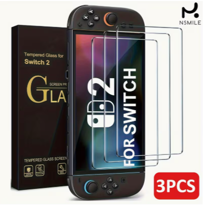 3-Pack Tempered Glass Screen Protector for Nintendo Switch 2 (2025 Model) – HD Clear Anti-Scratch Display Protector with Shatter-Resistant Protection