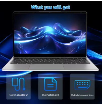 Auusda 15.6-Inch Laptop – AMD Athlon Silver 3050E Processor, 8GB DDR4 RAM, 128GB M.2 NVMe SSD, Fingerprint Unlock, Backlit Keyboard & Privacy Shutter 3