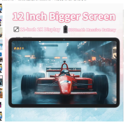 12-Inch Android 16 2-in-1 Tablet – 24GB RAM (8GB + 16GB Expansion), 256GB Storage, Octa-Core Processor, FHD Display, 8000mAh Battery, Keyboard, Mouse, Stylus & Case 3