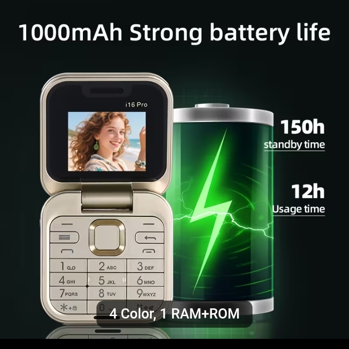 Ultra-Compact Dual-SIM Flip Phone – 1000mAh Extended Battery, Portable Rugged Design – Reliable Backup Phone for Outdoor, Travel & Work 2
