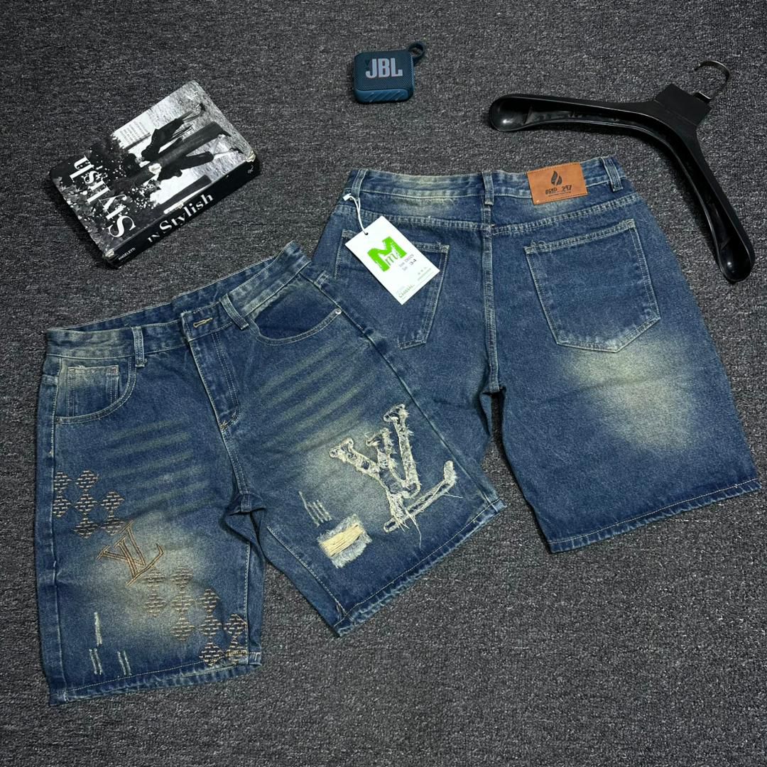 Louis Vuitton Inspired Distressed Denim Jorts (Jean Shorts)