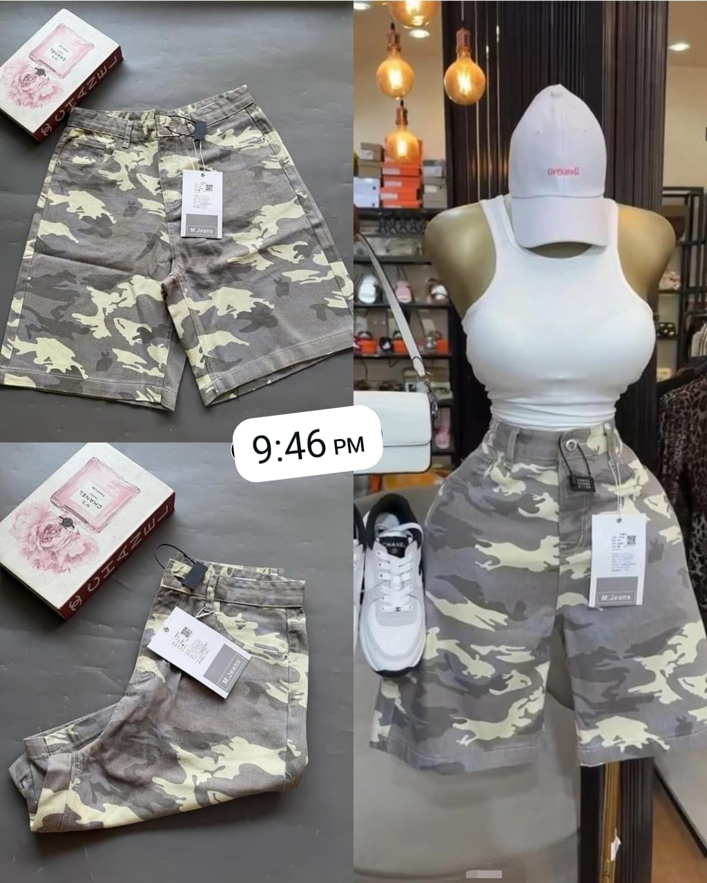 Trendy Camouflage High-Waisted Denim Shorts – Wide-Leg Casual Cargo Bermuda Shorts, Retro Streetwear Utility Jean Shorts