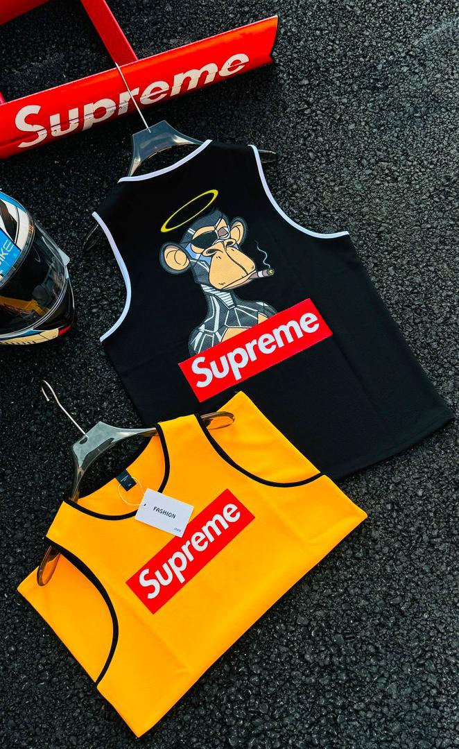 Supreme Bored Ape NFT Graphic Print Sleeveless Mesh Tank Top Streetwear Muscle Tee White Red
