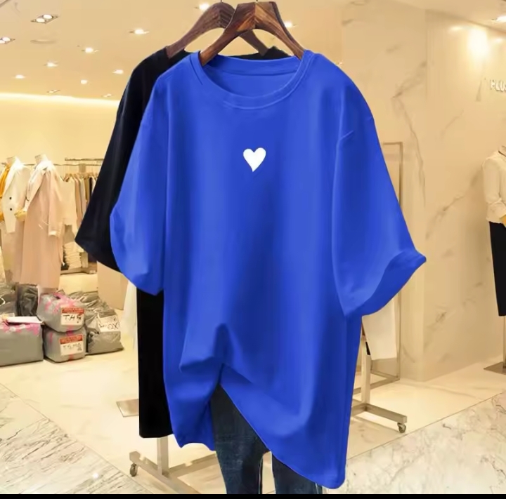 Women's Oversized Neon T-Shirt, Loose Fit Short Sleeve Crew Neck Tee, Casual Minimalist Heart Embroidered Graphic Streetwear Top 3
