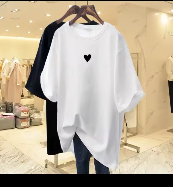 Women's Oversized Neon T-Shirt, Loose Fit Short Sleeve Crew Neck Tee, Casual Minimalist Heart Embroidered Graphic Streetwear Top 3