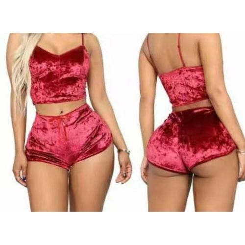 Women's Velvet Cami and Shorts Pajama Set