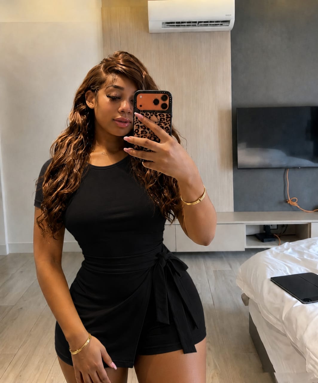 Women's Solid Color Short Sleeve Romper Dress, Crew Neck Side-Tie Asymmetrical Skort Playsuit