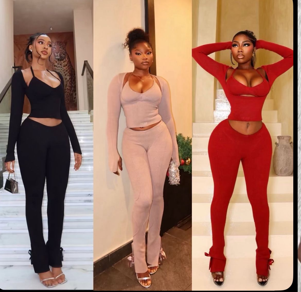 Sexy Ribbed Knit Two-Piece Set – Long-Sleeve Bolero Top with Matching High-Waist Slim-Fit Trousers