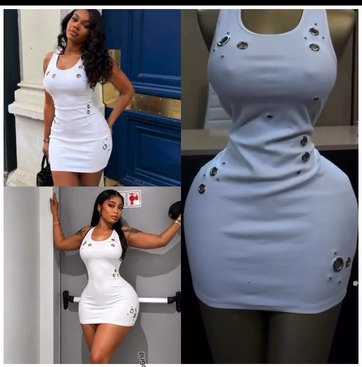 Women's Rib-Knit Tank Mini Dress with Silver Grommet and Eyelet Hardware Accents 3