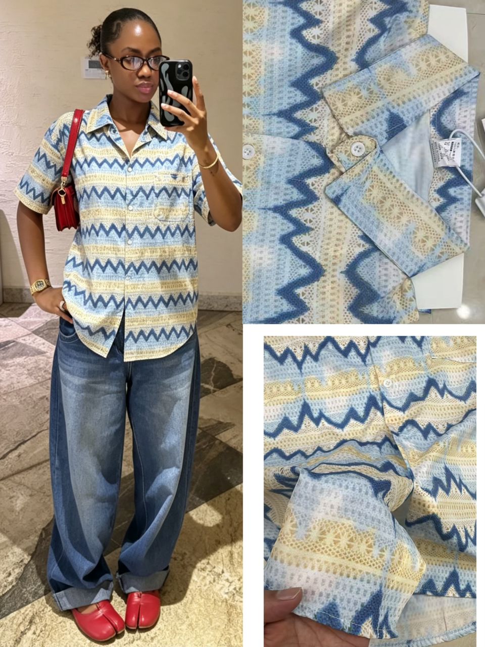 Stylish Geometric Pattern Short-Sleeve Casual Button-Down Shirt – Versatile Summer Top for Streetwear and Casual Looks