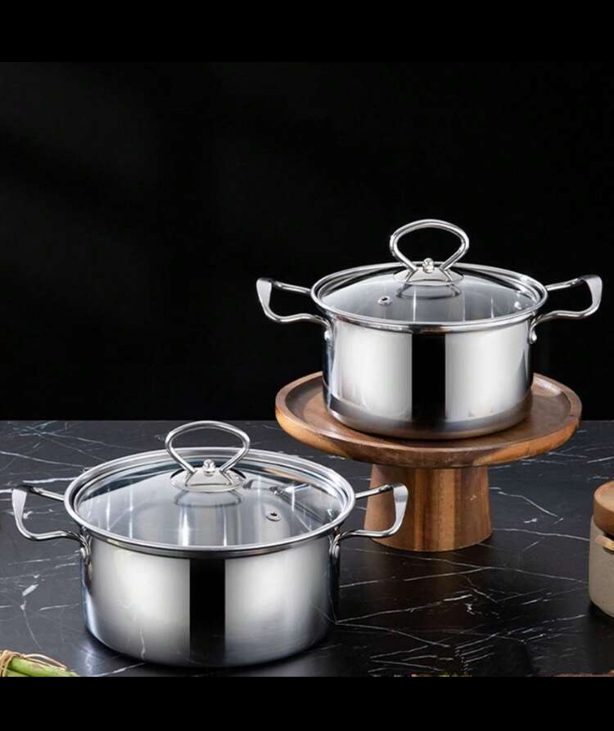 Classic Mirror-Polished Stainless Steel Casserole Pot with Tempered Glass Lid 3