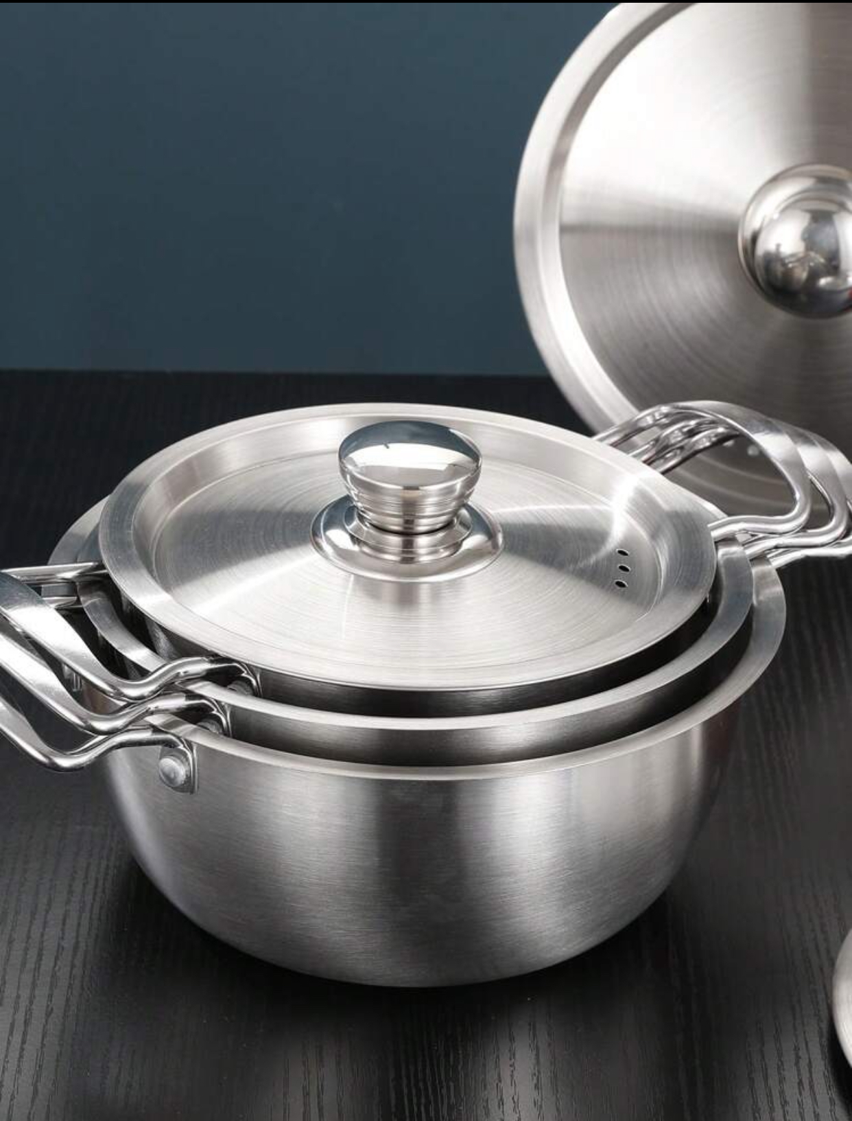 Tri-Ply Stainless Steel Nesting Stockpot & Soup Pot Set (3-Piece)