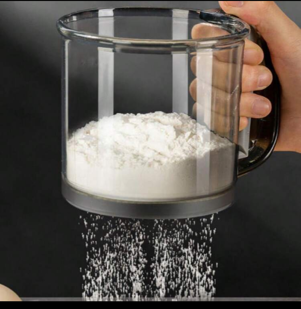 Clear Mechanical Hand-Press Flour Sifter & Sugar Shaker