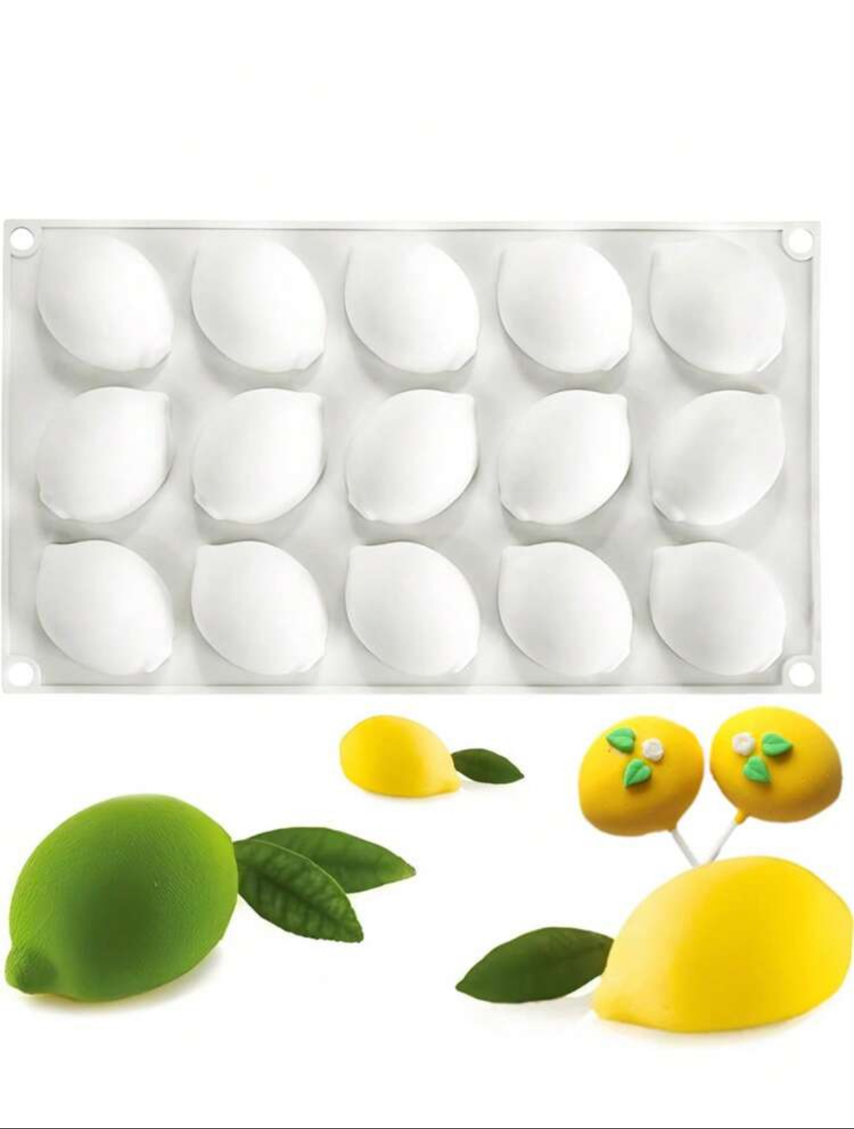 15-Cavity 3D Lemon & Lime Silicone Mousse Cake Mold