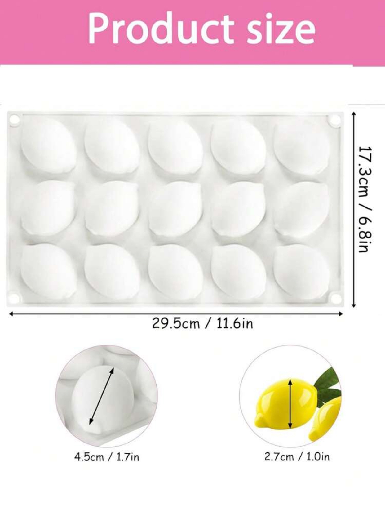 15-Cavity 3D Lemon & Lime Silicone Mousse Cake Mold 2