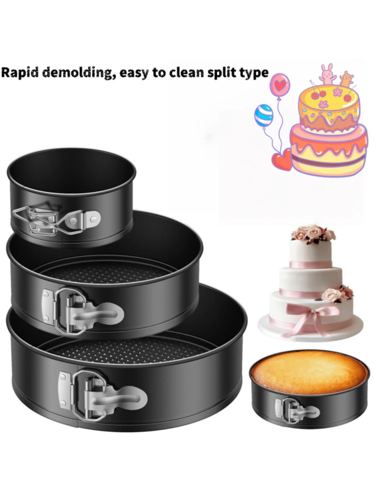 Piece Non-Stick Springform Cake Pan Set (Round)