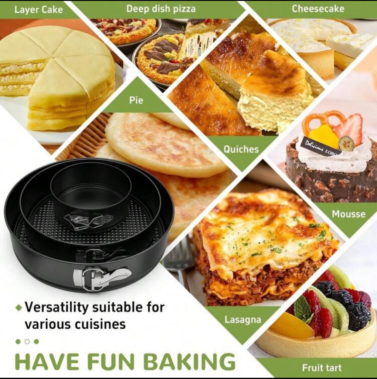 Piece Non-Stick Springform Cake Pan Set (Round) 3