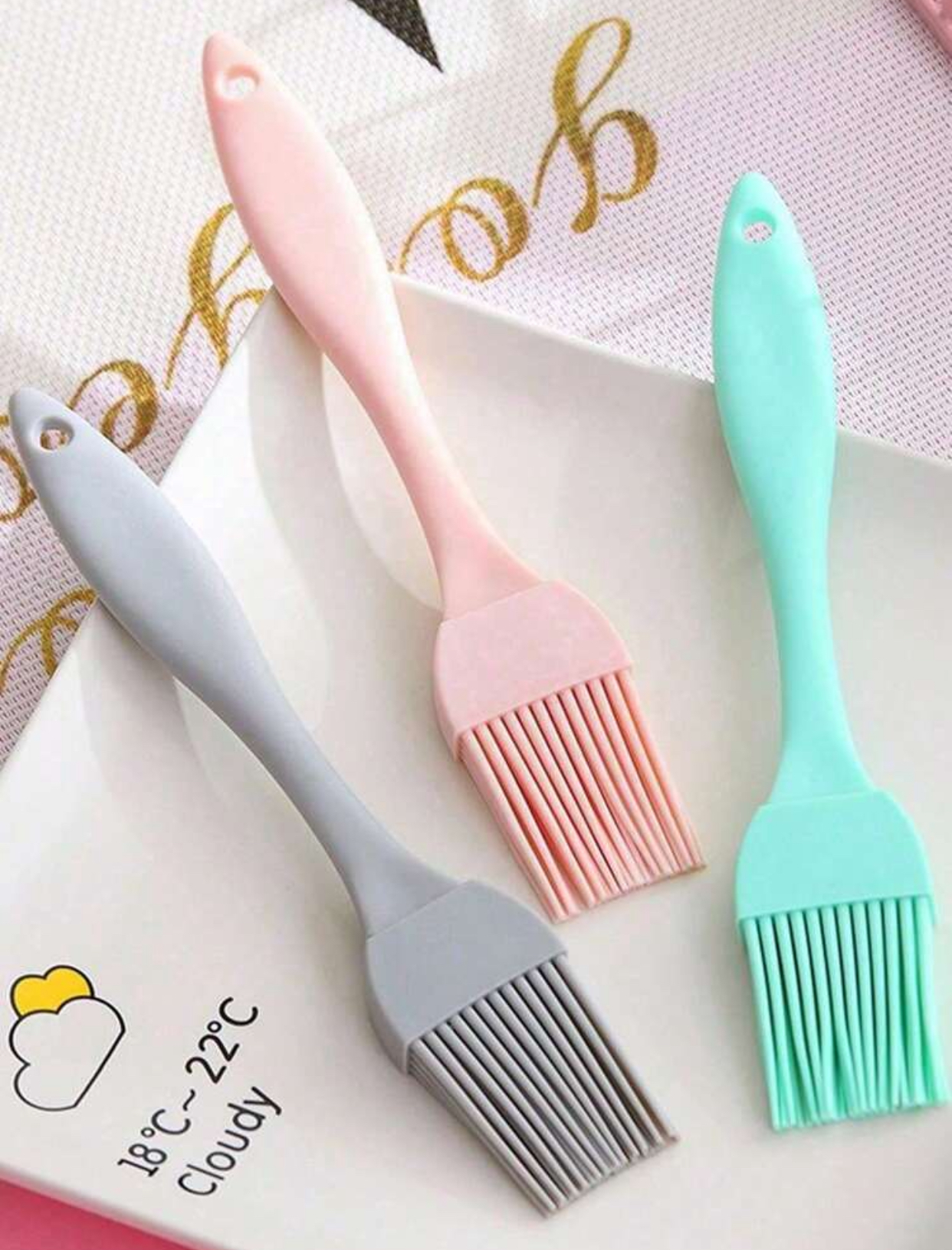 Pastel Trio Silicone Pastry & Basting Brushes (3-Piece Set)