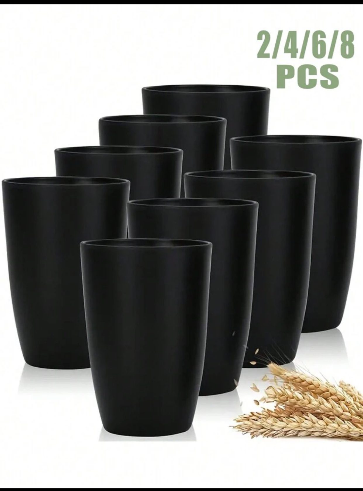 Premium Eco-Friendly Biodegradable Wheat Straw Fiber Unbreakable Plastic Drinking Tumblers Set Lightweight Multi-Use Reusable Cups for Water Coffee Juice Milk Soda Iced Tea Kitchen Drinkware 3