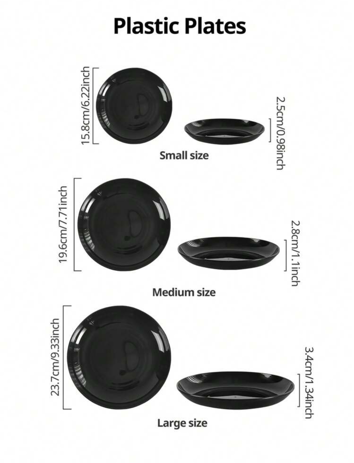 Elegant Modern Glossy Black Porcelain Round Dinner Plates Set High-Gloss Ceramic Charger Platters Scratch-Resistant Stackable Serving Dishes for Steaks Pasta Desserts Fine Dining Catering 3