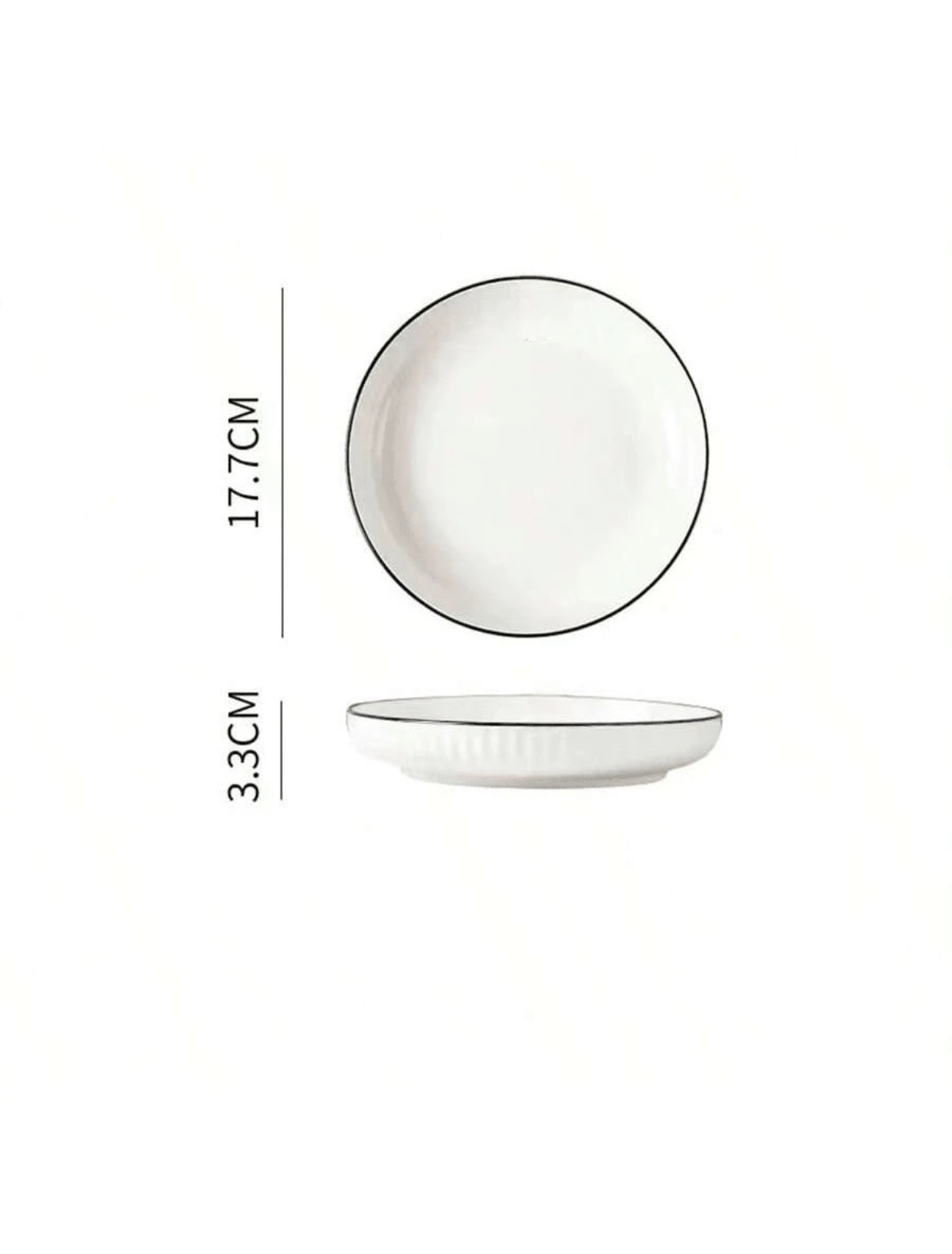 Nordic Style White Ceramic Fluted Dinner Plates Set Porcelain Deep Salad Pasta Bowls with Minimalist Black Rim Trim Textured Pleated Border Serving Dishes for Formal Dinner Parties(2pcs) 3