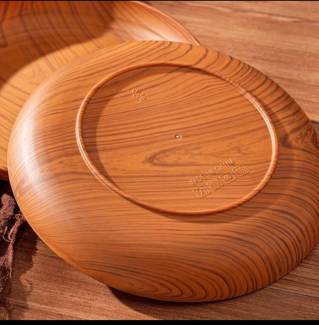 Modern Round Wooden Serving Dinner Plates Set Solid Lightweight Wood Charger Platters Decorative Shallow Salad Fruit Appetizer Dishes Trays for Home Kitchen Restaurant Catering(3pcs) 2