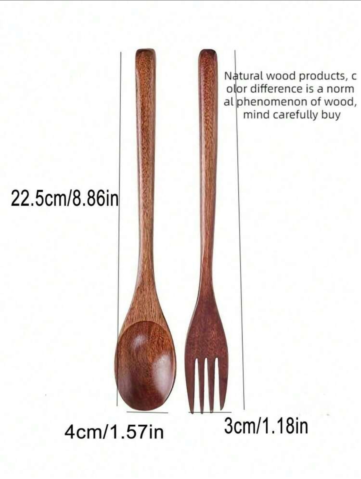 Premium Natural Jujube Wood Spoon and Fork Set 2-Piece Reusable Japanese Style Long Handle Wooden Eating Utensils Flatware Set for Dinner Salad Desserts Fruit Cooking Mixing 2