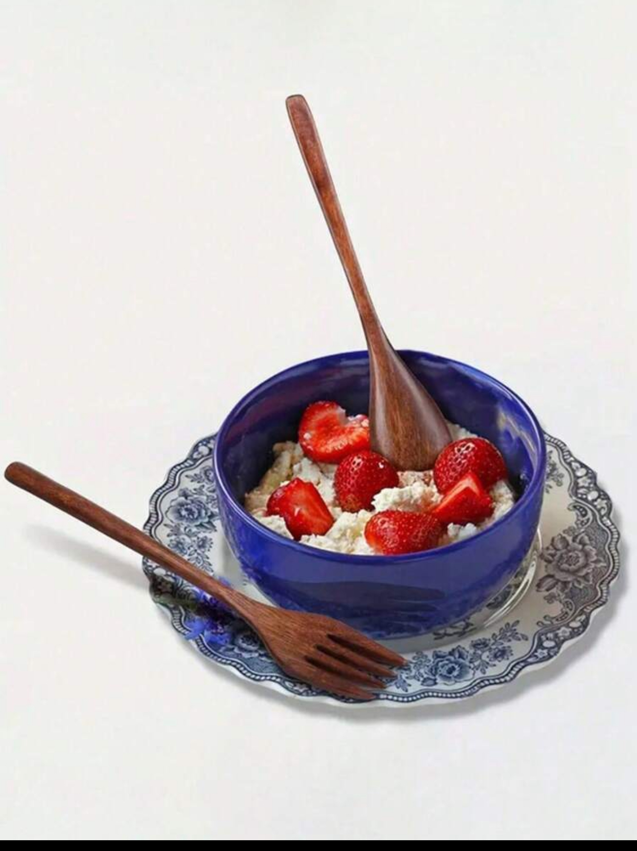 Premium Natural Jujube Wood Spoon and Fork Set 2-Piece Reusable Japanese Style Long Handle Wooden Eating Utensils Flatware Set for Dinner Salad Desserts Fruit Cooking Mixing 3