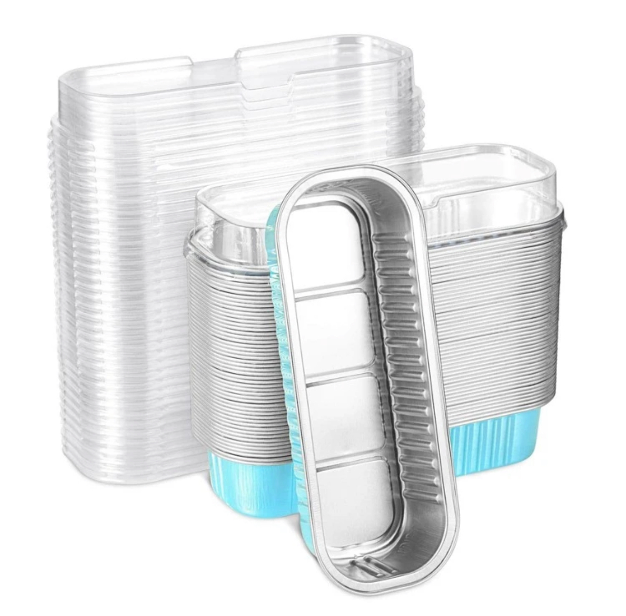 Disposable Aluminum Foil Loaf Baking Pans Set Bulk Pack Rectangular Metal Food Container Tins with High Clear Plastic Dome Lids for Meal Prep Takeout Catering Baking Loaves 2