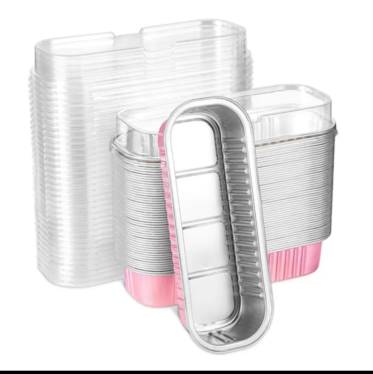 Disposable Aluminum Foil Loaf Baking Pans Set Bulk Pack Rectangular Metal Food Container Tins with High Clear Plastic Dome Lids for Meal Prep Takeout Catering Baking Loaves 3