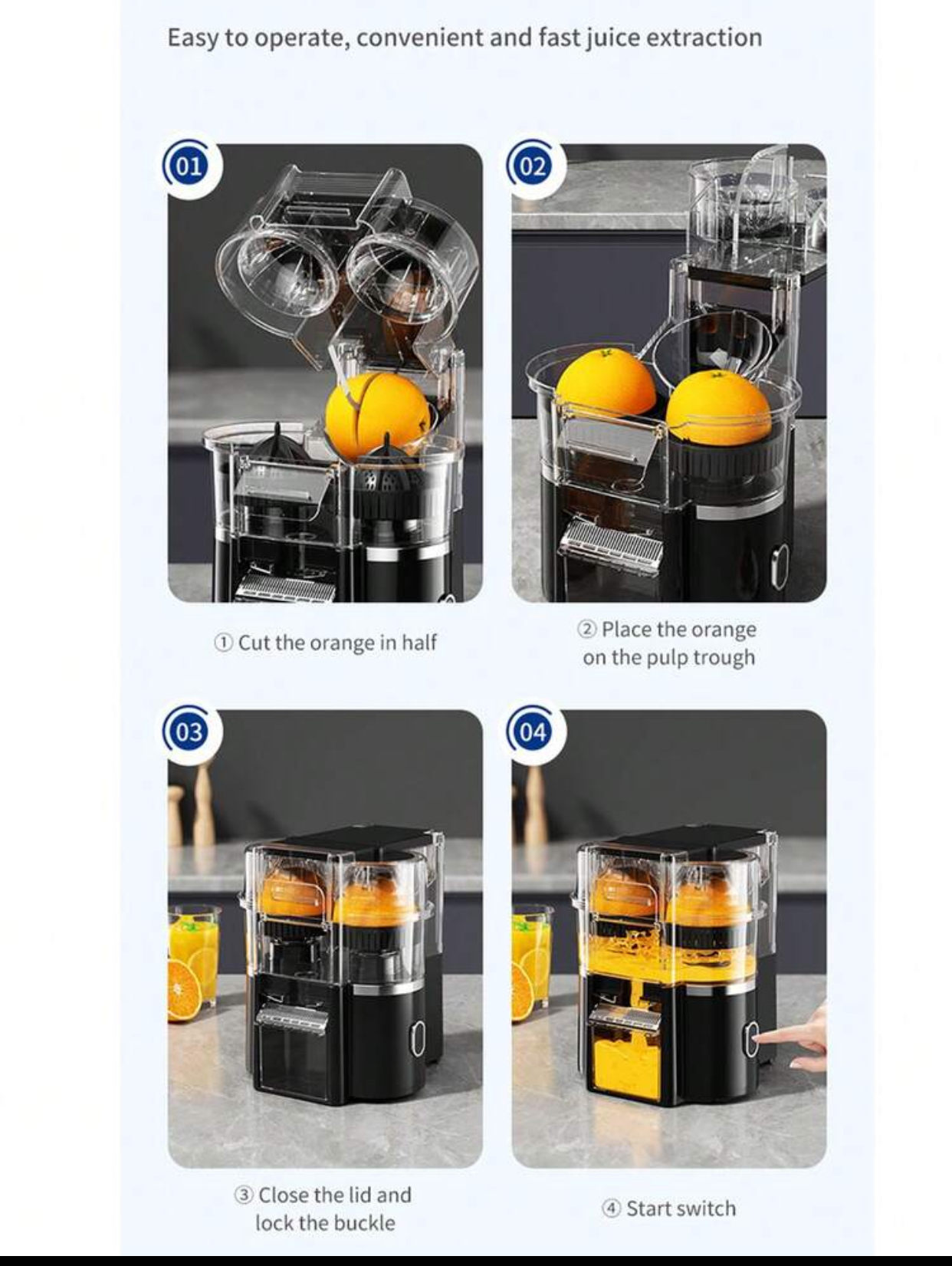 Heavy-Duty Dual-Head Automatic Electric Citrus Juicer Machine with Built-In Orange Slicing Cutter Clear Protective Dome Top Lemon Lime Grapefruit Squeezer Extractor 3