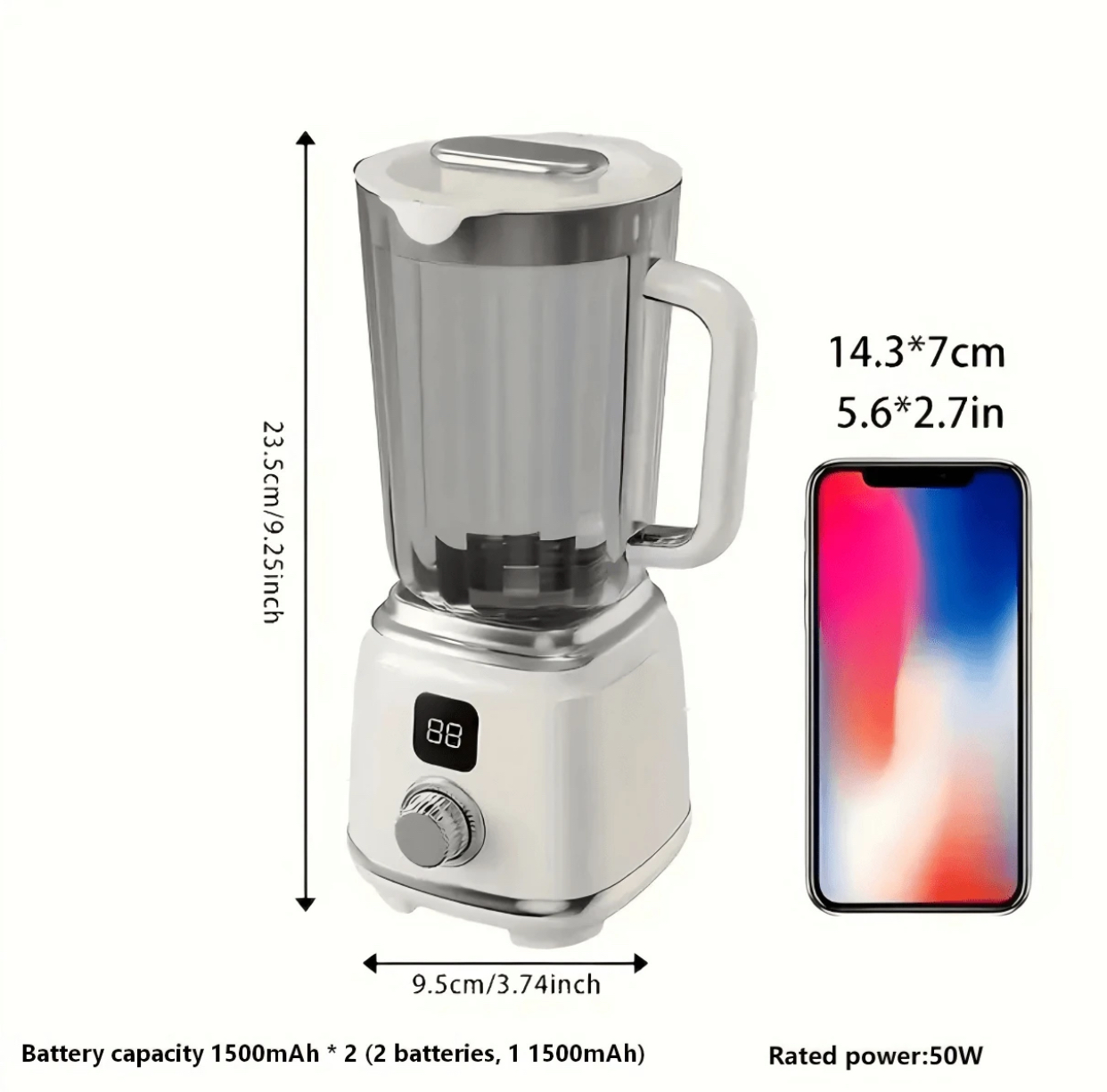 Retro Modern Wireless Convenient Carry Countertop Blender 10-Leaf Cutter Head Smart Digital Display Rechargeable Portable Fruit Smoothie Juicer Mixer Pitcher 2