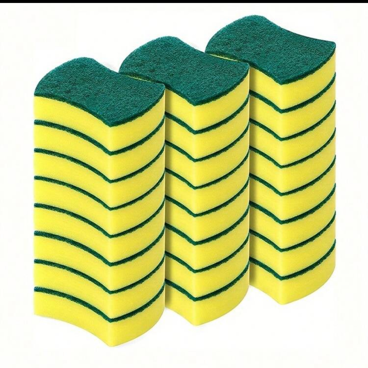 Dual-Sided Non-Scratch Kitchen Scrub Sponge Heavy-Duty Wave Silhouette Cellulite Washing Sponge Pack High-Foaming Multipurpose Dish Scrubber for Non-Stick Pots Pans Dishes(5-pcs)