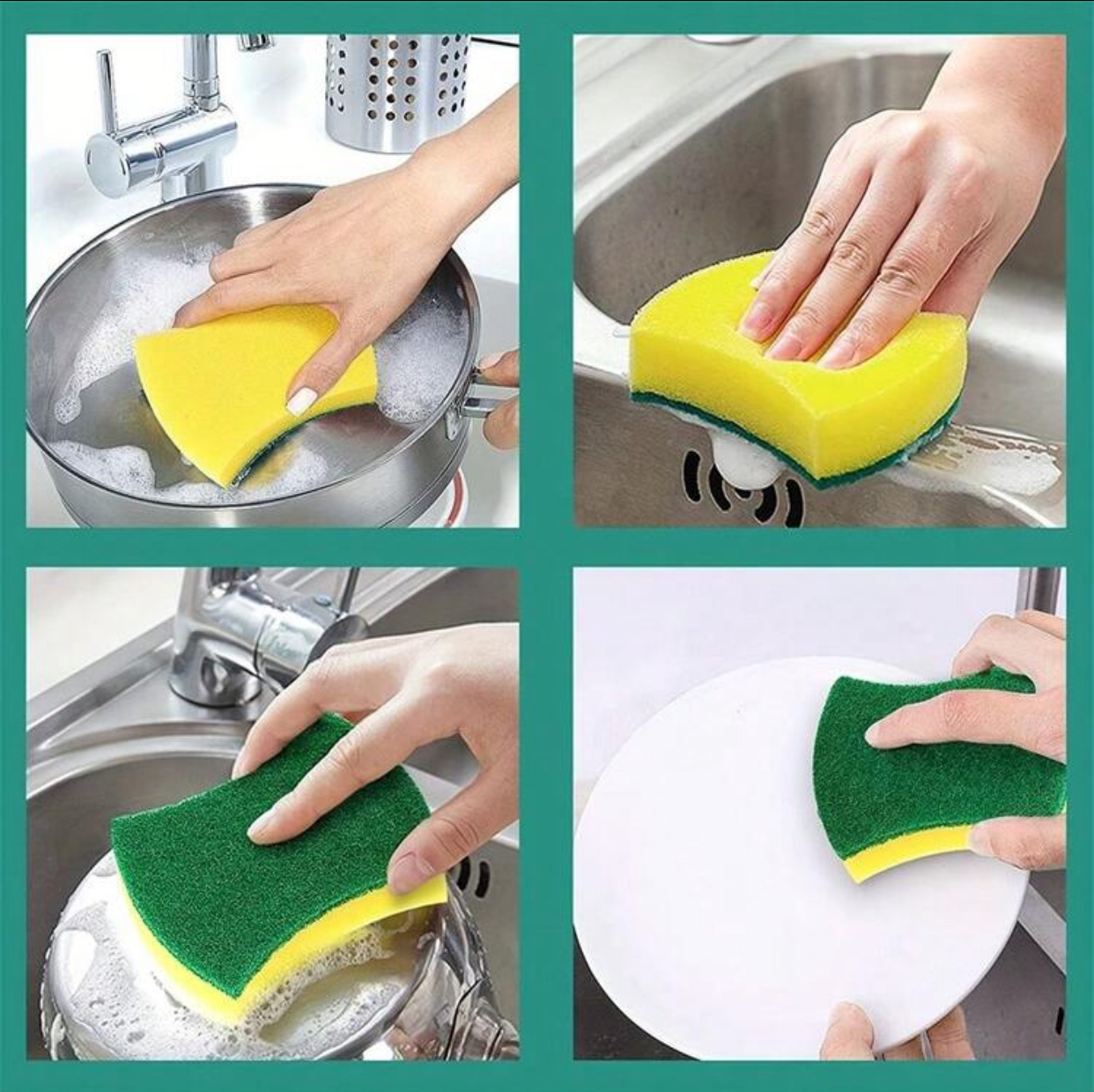 Dual-Sided Non-Scratch Kitchen Scrub Sponge Heavy-Duty Wave Silhouette Cellulite Washing Sponge Pack High-Foaming Multipurpose Dish Scrubber for Non-Stick Pots Pans Dishes(5-pcs) 2