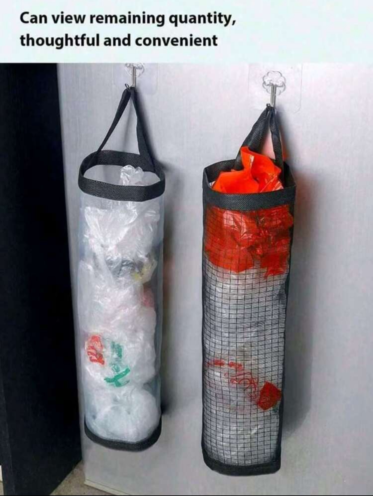 Wall-Mounted Mesh Grocery Plastic Bag Holder Hanging Trash Bag Storage Dispenser Sleeve Eco-Friendly Reusable Shopping Bag Organizer Pouch for Kitchen Laundry Closet 3
