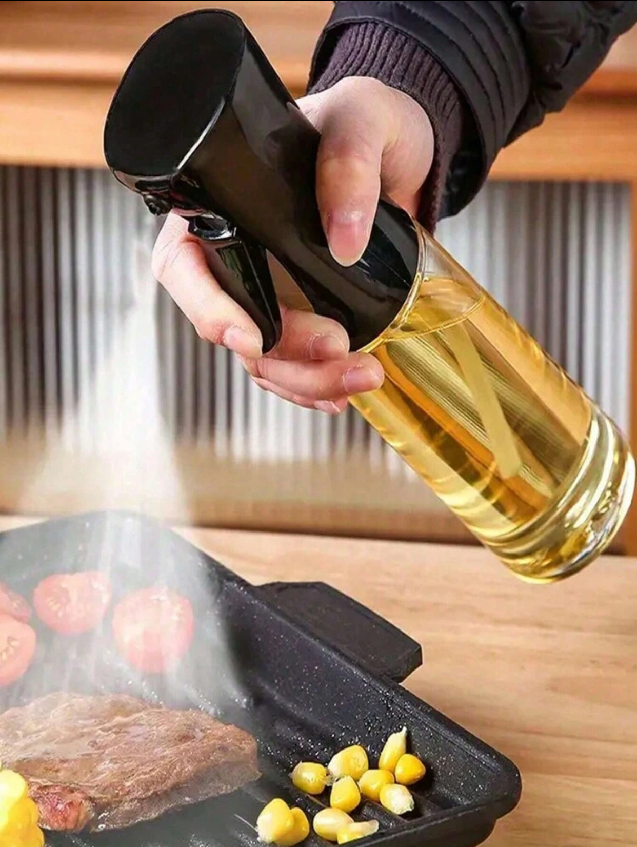 Premium High-Pressure Kitchen Oil Sprayer Dispenser Bottle Leak-Proof Continuous Fine Mist Olive Oil Spray Glass Cruet for Cooking Baking Air Fryer Grilling Salad Dressing