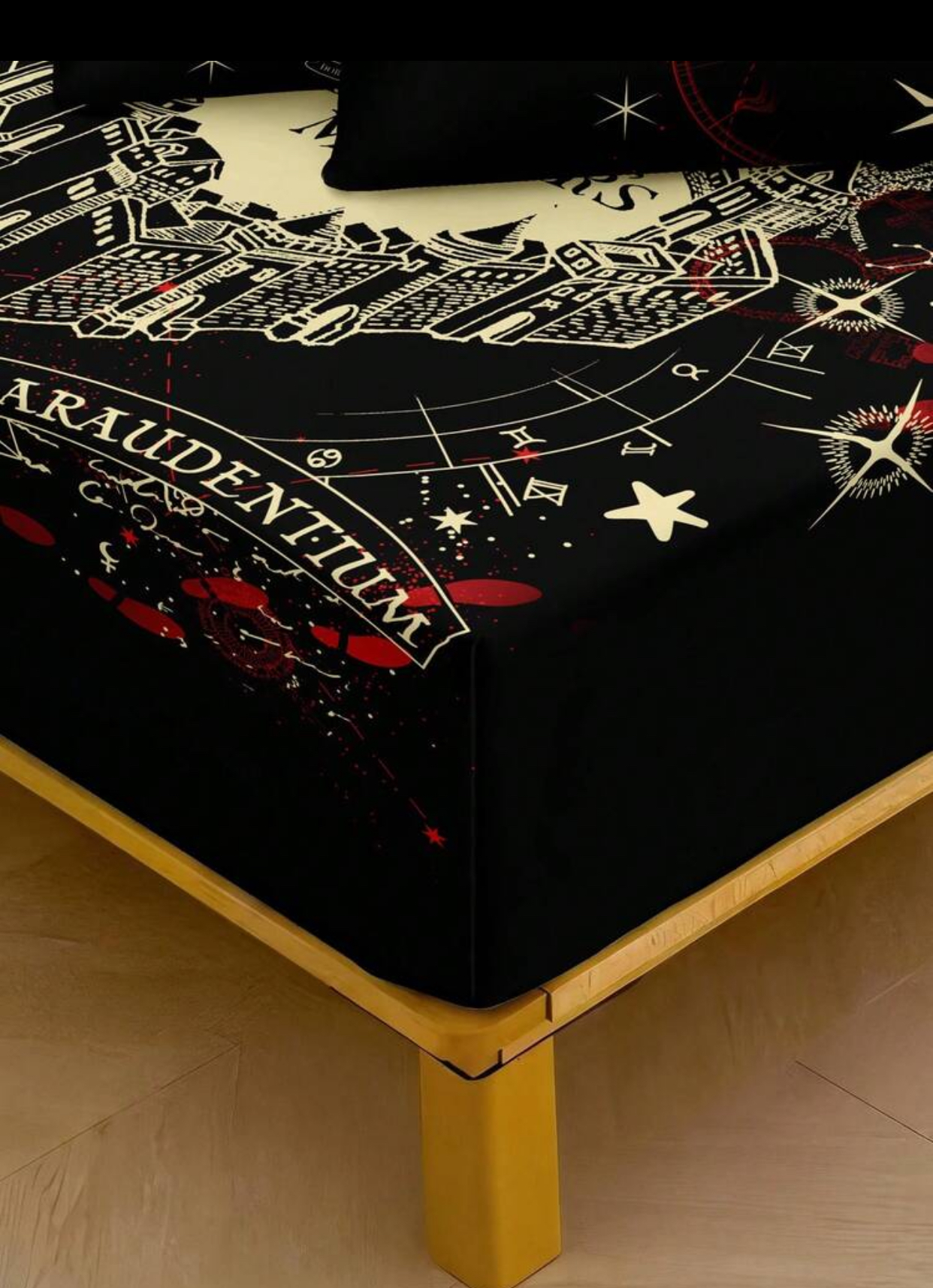 Official Harry Potter "The Marauder's Map" Graphic Printed Black Bedding Set featuring Wormtail, Padfoot, and Prongs Design. 3